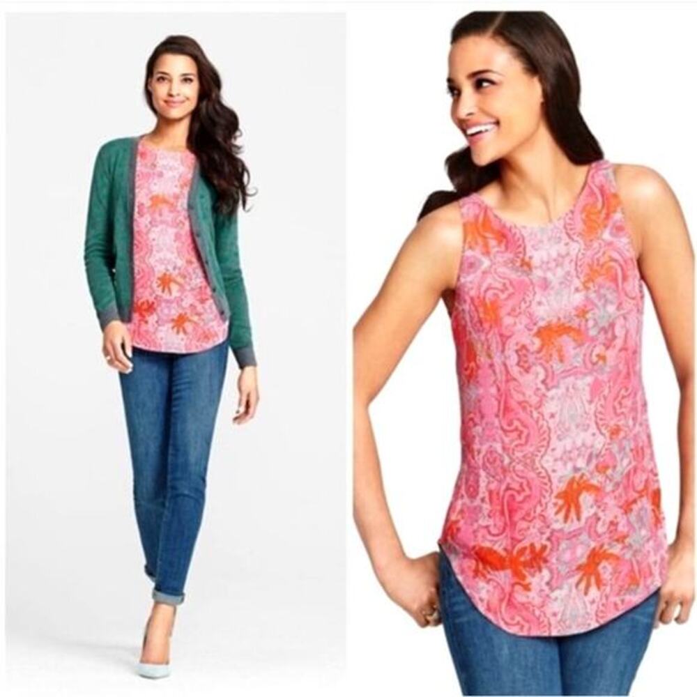 CAbi Women's Printed Pink Jubilee Dressy Tank Top 127 Small‎